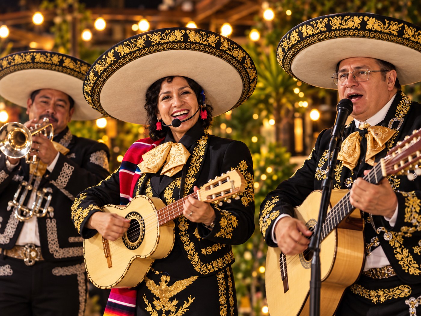 Mariachis Kadistu en presentación nocturna